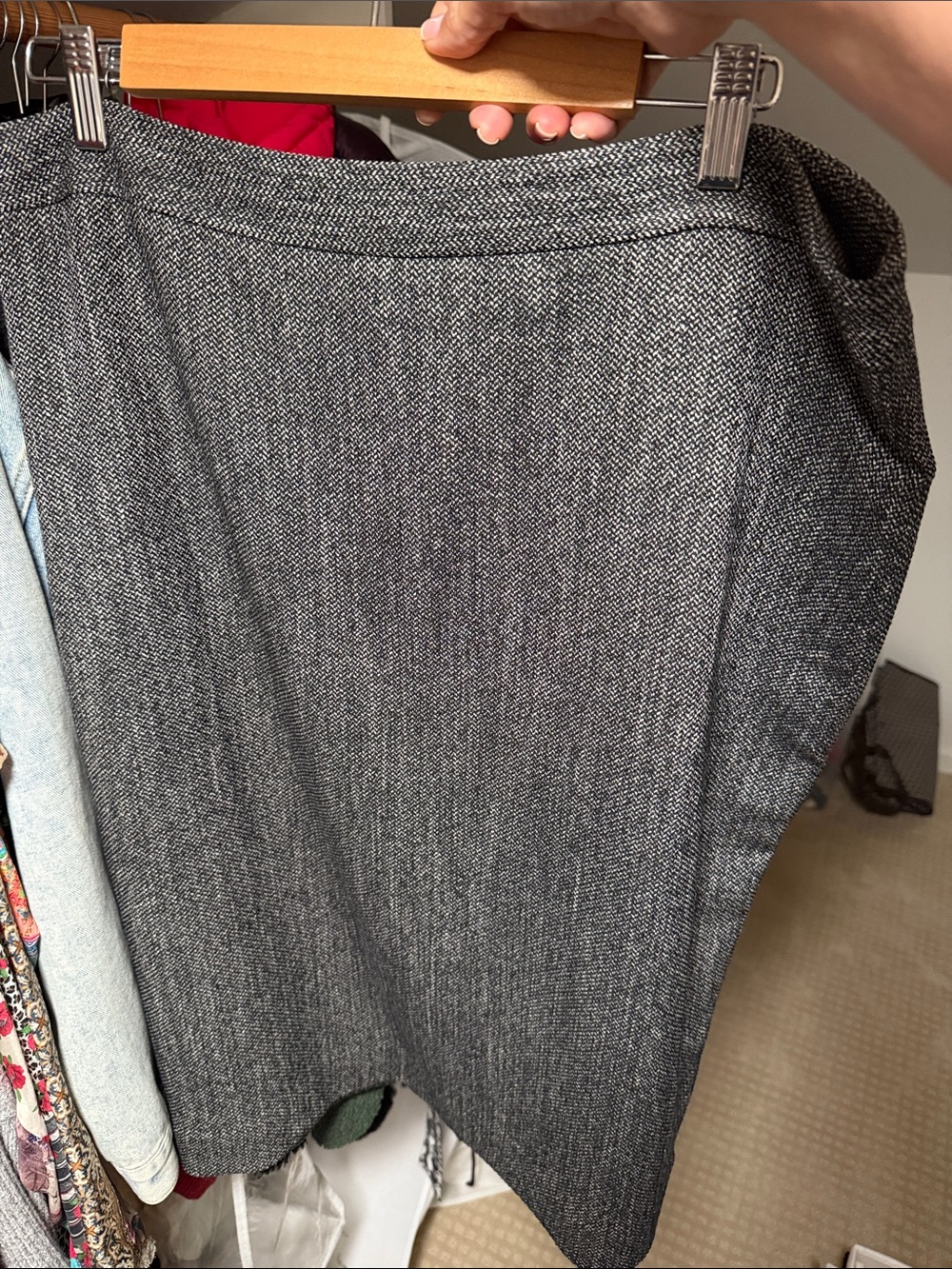Ann Taylor Charcoal Herringbone 25” lined Skirt SIZE 14